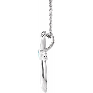 Sterling Silver Natural Blue Zircon Cross 16-18" Necklace