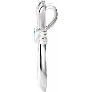 Sterling Silver Natural Blue Zircon Cross Pendant     