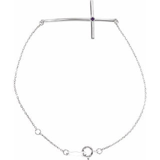 Platinum Natural Alexandrite Sideways Cross 7-8" Bracelet
