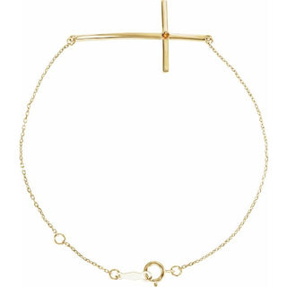 14K Yellow Natural Citrine Sideways Cross 7-8" Bracelet