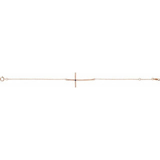 14K Rose Natural Blue Sapphire Sideways Cross 7-8" Bracelet