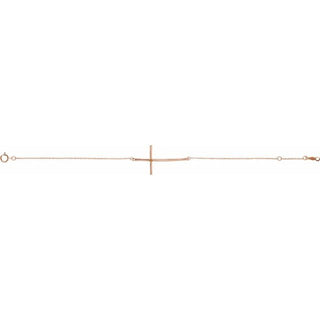14K Rose Natural Citrine Sideways Cross 7-8" Bracelet