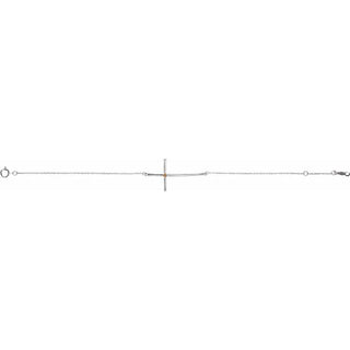 14K White Natural Citrine Sideways Cross 7-8" Bracelet