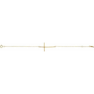14K Yellow Natural Citrine Sideways Cross 7-8" Bracelet