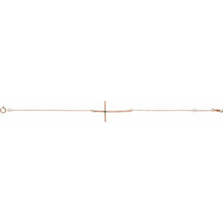 14K Rose Natural Emerald Sideways Cross 7-8" Bracelet