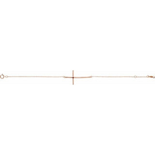 14K Rose Natural Mozambique Garnet Sideways Cross 7-8" Bracelet