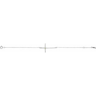 Sterling Silver Imitation Peridot Sideways Cross 7-8" Bracelet 