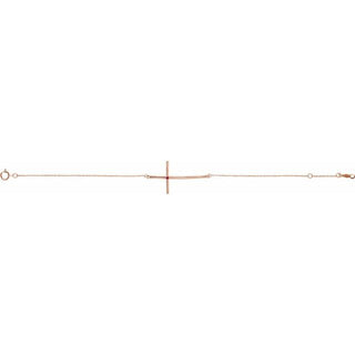 14K Rose Natural Ruby Sideways Cross 7-8" Bracelet