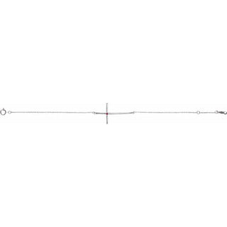 Sterling Silver Imitation Ruby Sideways Cross 7-8" Bracelet