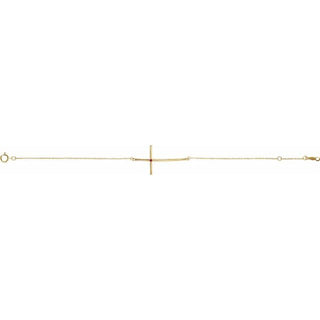 14K Yellow Natural Ruby Sideways Cross 7-8" Bracelet