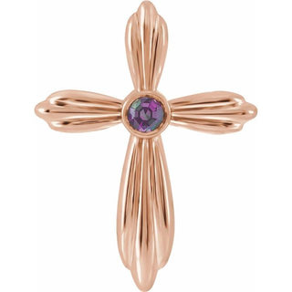 14K Rose Lab-Grown Alexandrite Cross Pendant