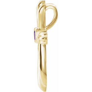 14K Yellow Natural Alexandrite Cross Pendant    