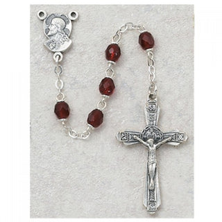 Sterling Silver 5MM Garnet Rosary - SALE