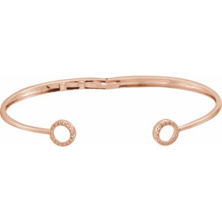 14K Rose 1/6 CTW Natural Diamond Circle Hinged Cuff 7" Bracelet