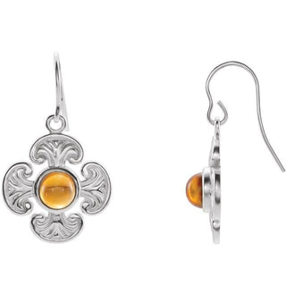 Sterling Silver Natural Citrine Maltese Cross Earrings