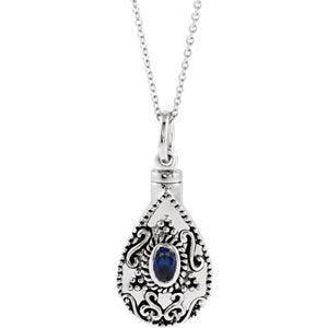 Sterling Silver September Birthstone Tear Ash Holder 18" Necklace