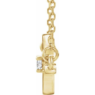 14K Yellow .06 CTW Natural Diamond Sideways Cross 16-18" Necklace