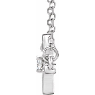 14K White 1/10 CTW Lab-Grown Diamond Sideways Cross 16-18" Necklace