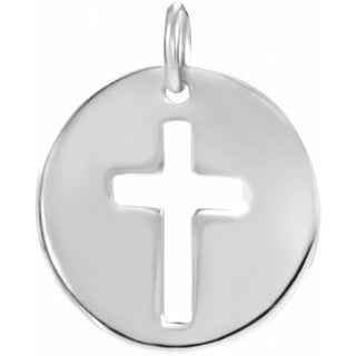 14K White .08 CTW Natural Diamond Pierced Cross Pendant 