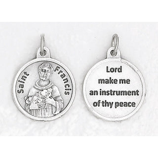Bulk Saint Francis Silver Tone Round Medal