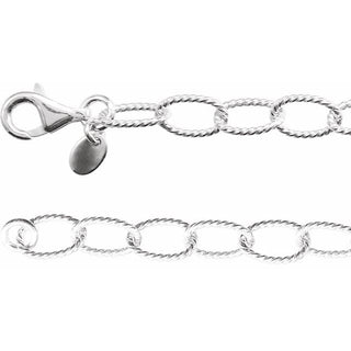 7 Inch Knurled Cable Bracelet Sterling Silver