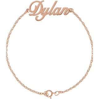 14K Rose Script Nameplate 8" Bracelet