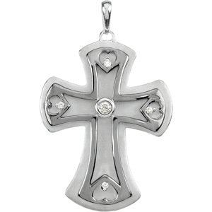 Sterling Silver .05 CTW Diamond Cross Pendant