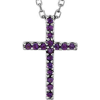 14K White Amethyst Cross 16" Necklace