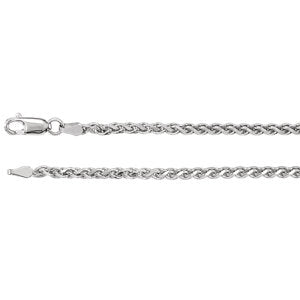 20-inch Diamond Cut Wheat Chain with Lobster Clasp - 14K White Gold