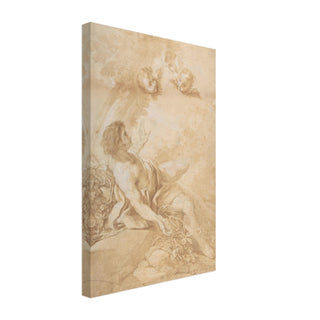Sepia Sketch of Youth and Cherubs Canvas Print - view 3