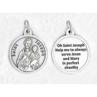 Bulk Saint Joseph Silver Tone Round Medals