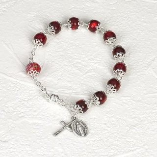 4-pack - Red Cat's Eye Rosary Bracelet with Magnetic Clasp