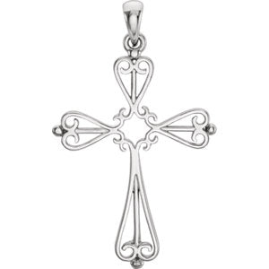 10K White 33x25 MM Cross Pendant Mounting