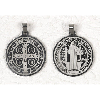St Benedict Stainless Steel Pendant 1" diameter