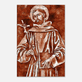 Franciscan Saint with Crucifix Sepia Canvas Print - view 6