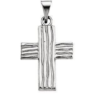 14K White 21x14.5 MM The Rugged Cross Pendant