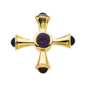 14K Gold Amethyst & Ruby Pendant