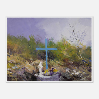 Abstract Teal Cross Landscape Framed Print - view 5