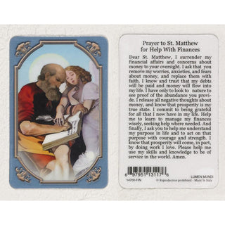 Bulk Daily Inspiration Plastic Prayer Card - Saint Matthew