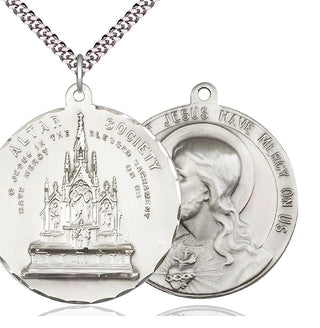 Sterling Silver Alter Society Pendant on an 24-inch Light Rhodium Heavy Curb Chain