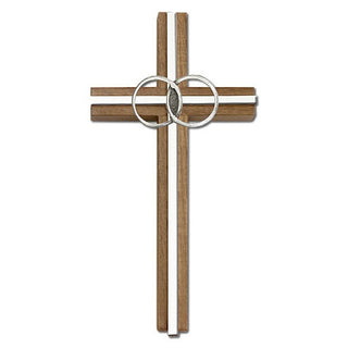 6 inch Marriage Cross, Walnut with Antique Silver inlay