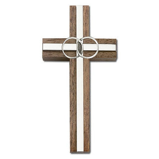 4 inch Marriage Cross, Walnut with Antique Silver inlay