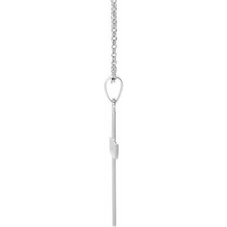 14K White .01 CT Natural Diamond Cross 18" Necklace