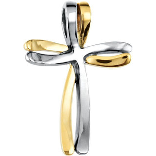 14K Yellow/White 27x19 mm Cross Pendant