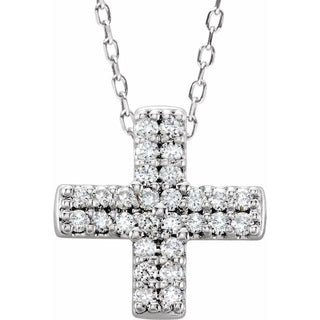 Sterling Silver .07 CTW Natural Diamond Cross 16-18" Necklace