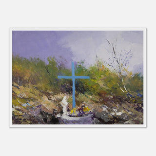 Abstract Teal Cross Landscape Framed Print - view 7