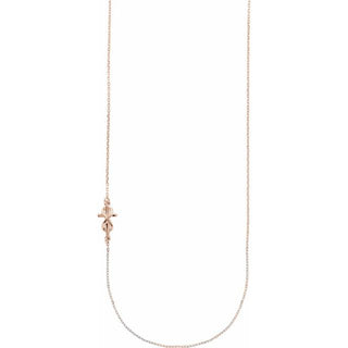 14K Rose Infinity-Inspired Off-Center Sideways Cross 16" Necklace      