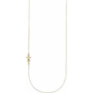 14K Yellow Infinity-Inspired Off-Center Sideways Cross 16" Necklace      