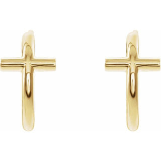 14K Yellow 11.8 mm Cross Hoop Earrings