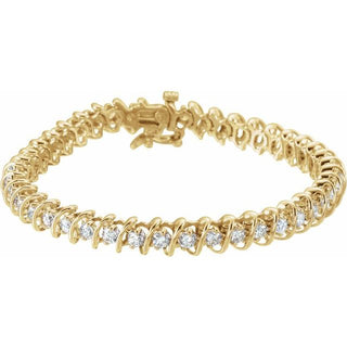 14K Yellow 3 1/3 CTW Natural Diamond Line 7" Bracelet